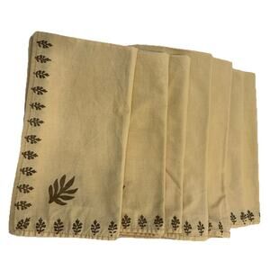 Lot of 7 Milli Home Brown Fall Leaf Cotton Placemats Sz 18x19 Square Beige India